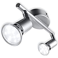 B.K.Licht - Lámpara de techo con 2 focos LED GU10- focos ajustables y giratorios para interiores- de luz blanca cálida…